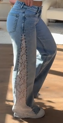 LaceLine™ High-Waisted Wide-Leg Jeans